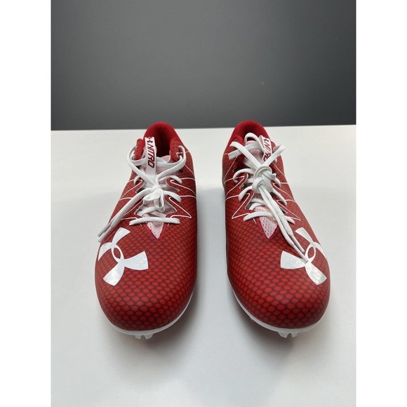 Under Armour Nitro Low Football Cleats Men US 16 Red White Low-Top 1269721-611 - Picture 2 of 6